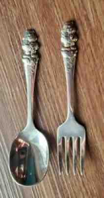 Vintage 1984 CARE BEAR Tenderheart Children Kids Fork Spoon ONEIDA Silverware
