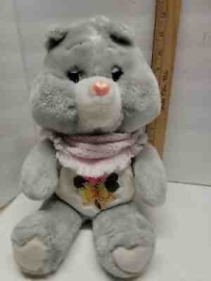 Vintage 1983 Care Bear Gray Grams Rose and Bow Plush 16