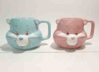 Vintage Lot of 2 mugs Care Bear Bedtime Bear Cheer Bear Coffee Hot Chocolate