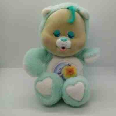 Vintage 80s Care Bears Baby Bedtime Bear Cub Flocked Face Stuffed Animal 11