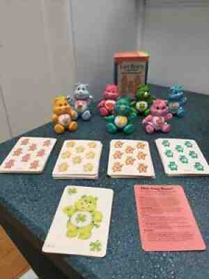 LOT of 7 Vtg Care Bears Posable Figurines & How Many Bears Card Game Complete