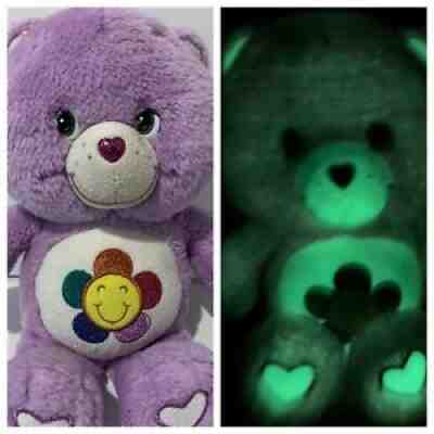 2006 Glow-A-Lot Care Bear Glow In The Dark Harmony Bear Purple Flower 13â?