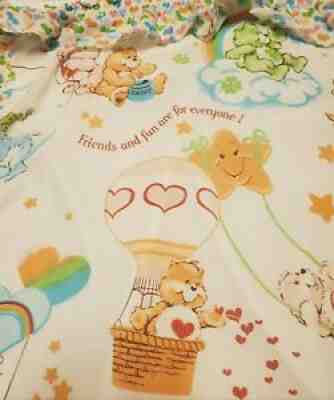 Vintage 1982 Care Bears Good Luck Bear Friends and Fun Curtains Fabric Craft