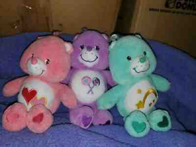 Lot of 3 Care Bears Wish, Share, and Love-a-Lot plush rattle & chime sounds
