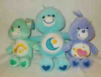 Care Bears Lot of 3 Stuffed Plush Wish Day Dream & Bedtime Bear TCFC