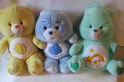 Lot 3 Care Bears 2003 Wish Grumpy Sunshine Plush Stuffed Animal Dolls
