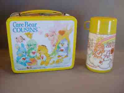 1985~CARE BEAR COUSINS ALADDIN METAL LUNCH BOX WITH THERMOS AMERICAN GREETINGS