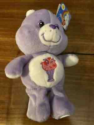 2002 Share Bear Milkshake Straw Hearts Care Bears Plush Bean Bag Toy 20TH NWT