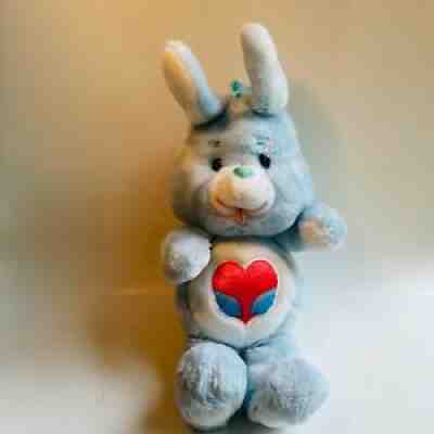 Vintage 1984 Care Bears Cousins Swift Heart Bunny Rabbit Plush Blue Kenner 12