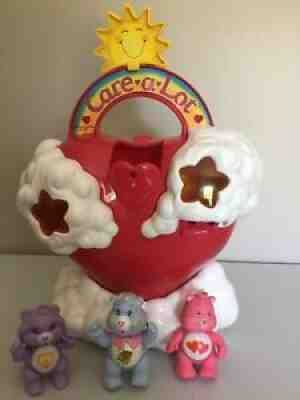 Care Bears Care A Lot Playset Vintage 1983 Heart Carry Case Kenner and Bears