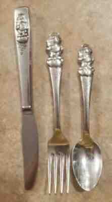 Vintage 1984 CARE BEAR Tenderheart Children Fork Knife Spoon ONEIDA Silverware