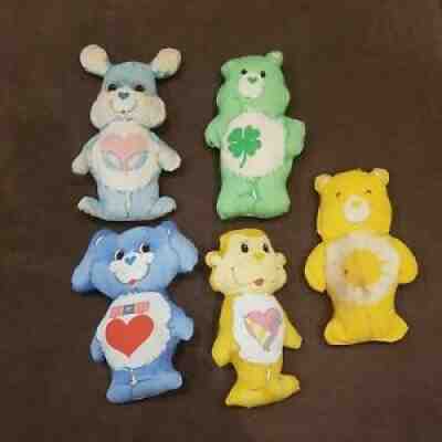 Vintage Care Bear Plush Set of 5 Pillows 12in Stuffed Sewn Bed Time Cheer Friend