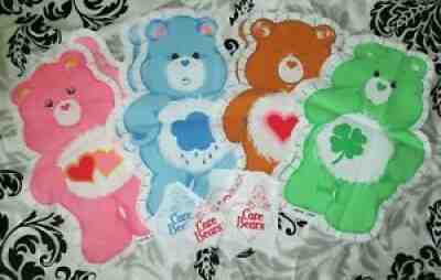 LOT OF 4 VINTAGE 1980'S CARE BEAR PILLOW SEW AND STUFF FABRIC PANELS 14 IN.