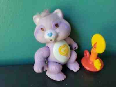 Vtg Care Bears Cousin Poseable Figure Bright Heart Raccoon & Candle Accessory