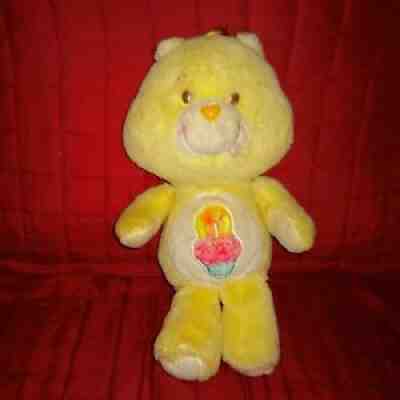 Vintage Kenner BIRTHDAY BEAR Care Bear 13in Stuffed Yellow Plush 1983 Cupcake