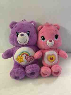 Set of 2 Care Bears 2014 Share & Cheer Bear Plush Toys 12â? & 13â? RARE