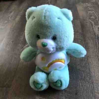 Vtg Care Bear 12â?Plush Wish Bear 2002 Mint Green Stuffed Animal Shooting Star