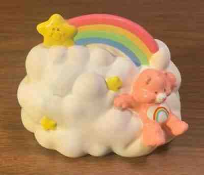 RARE Vintage 1985 Cheer Bear Care Bears Rainbow Over A Cloud Ceramic Bank - EUC