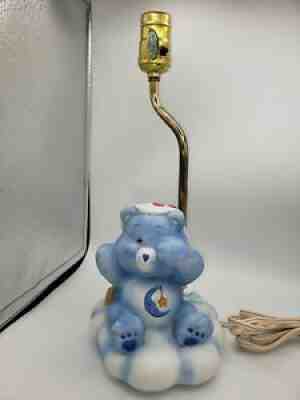 Vintage 1983 Care Bears Blue Bedtime Bear Lamp Porcelain American Greetings