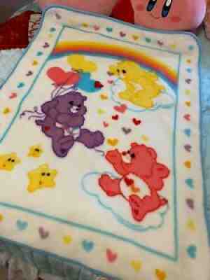 Vintage Care Bears Quilt Baby Blanket Crib Throw Rainbow Trail 43 X 30