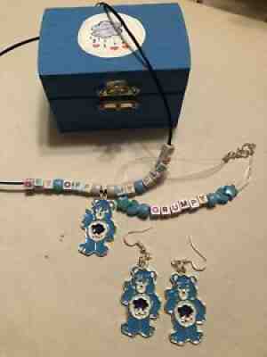 Care Bears Grumpy Gift Box Necklace, Bracelet, And Earrings