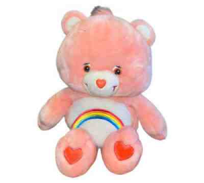 Care Bear Plush Cheer Bear Pink Rainbow Tummy VTG 2002 Extra Large Jumbo 25-26â?
