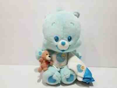 Care Bear Cubs 2004 Blue Plush Baby Bedtime Cub Blanket Mini Bear 11