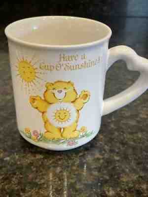 Vintage Care Bears Coffee Mug Have a Cup Oâ?? Sunshine HEART HANDLE Dated 1983