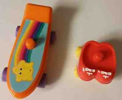 Vintage Care Bears Skateboard And Roller Skates Accessories For Toy Figures
