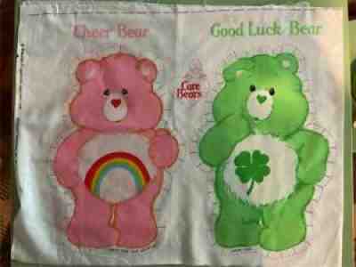 Vintage Care Bears Fabric Panel Pattern Pillow Plush 1983 Cheer & Good Luck Bear