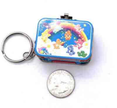Small Care Bear Key Chain Tin Box Miniature Lunchbox Rare vintage Care-A-Lot