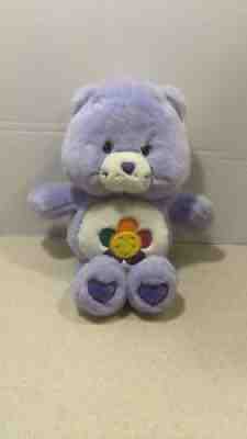 Care Bears Harmony Bear TALKING 2003 Purple Smiley Flower Plush Stuffed Animal