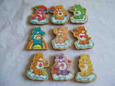 9 Wood Care Bears Magnets