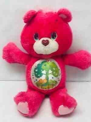 Vintage Care Bears Environmental Friend Bear Hot Pink w/ Tree 1990s Toy FLAWS