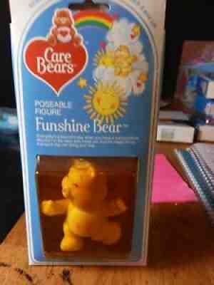 Vintage Care Bears Poseable Figure Funshine Bear 1982 Yellow Sun Sunshine NIB