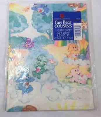VINTAGE CARE BEARS BIRTHDAY GIFT WRAP 1980s WRAPPING PAPER AMERICAN GREETINGS