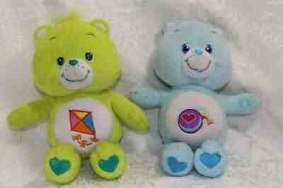 VTG Lot 2Â Care Bears 10 inches tall Lime Green Light Blue FREE SHIPPING