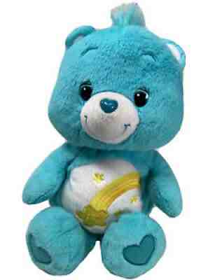 2012 Care Bear Wish Bear Plush Teal Blue with Yellow Star and Rainbow 12 inches