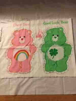 Vintage 1983 Care Bears Fabric Panel Pattern Pillow Plush Cheer & Good Luck Bear