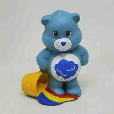 Vintage Care Bears Grumpy Bear w/ Rainbow Paint Bucket PVC Figure Miniature Mini