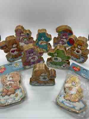 RARE Vintage Care Bears 1984 Wooden Figurines Lot Of 10 Good Luck Bear 4â?