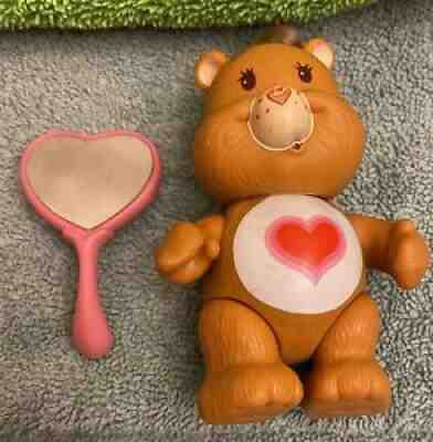 Vintage Care Bears TENDER HEART BEAR Figure w/ Mirror Accessory 3
