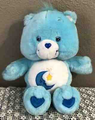 2002 CARE BEARS 13â? Blue BEDTIME Bear TCFC Plush Stuffed Animal Moon, Star-EUC!