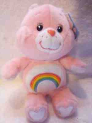 2003 Care Bear 8 inch Plush Cheer Bear Pink w/Rainbow ð??? New With Tag Free Ship!