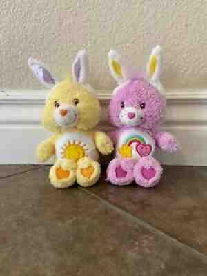 Care Bear Vintage Easter Bunny Plushes lot of 2 Funshine and Best Friend Bear