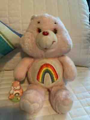 Vintage 1983 Pink Cheer Care Bear Plush Stuffed Toy Rainbow 13â?