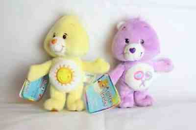 2002 Care Bear plush 6 inch lot of 2 Share Bear and Funshine bear