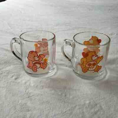 Vintage 1984 Care Bear Mugs Friend Cheer Bear Libbey Glass American Greetings