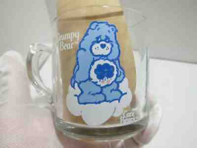Care Bears Grumpy Bear Clear Glass Coffee Mug Cup 1984 Vintage 7 oz Libbey