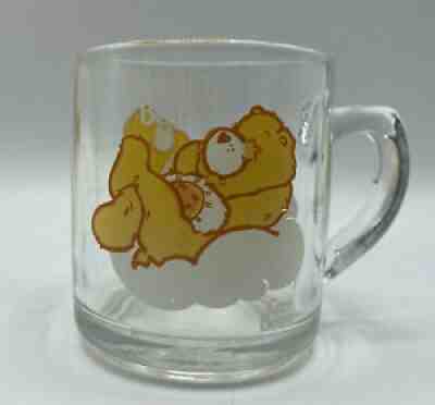 Vintage Care Bear Glass mug 1984 Funshine Bear American Greetings Corp Orange
